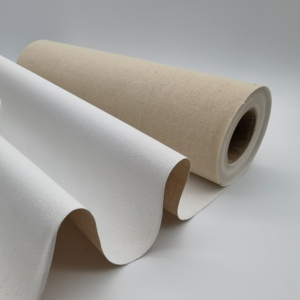 Rotolo di tela in lino teso bianco/nero stampabile con pigmenti, opaca, impermeabile, 260GSM, 180x200 cm - Product Image 2