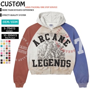 Custom Men Vintage <b>Zip</b> <b>Up</b> Hoodie 6735 Heavyweight Cotton French Terry Graphic Print Casual Unisex Streetwear Hooded Sweatshirt - Product Image 1