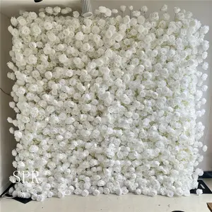 Buquê de flores SPR para noivas, painel de flores artificiais de seda para parede de casamento, flores brancas 7D personalizadas, flores decorativas