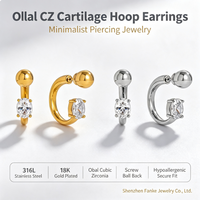 Anting-anting C Hoop Zirkon Lapisan Emas 18K Klasik dari Baja Anti Karat, Trendy, Hadiah Mewah, Desain High End, Perhiasan Fashion