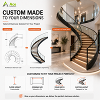 Escalier en colimaçon intérieur en acier et bois courbé avec marches en verre – Offre Spéciale