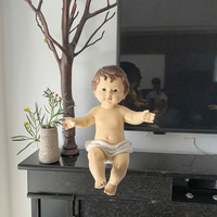 Petite résine religieuse peinte à la main thème de l'amour saint enfant bébé jésus mangeoire saint figurine ornement de pâques