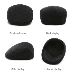 Style britannique mode homme femmes gavroche élégant chapeau personnalisé mode plat noir <span class=keywords><strong>gris</strong></span> chapeaux - Product Image 2