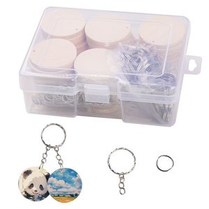 Discos Redondos de Madera de 40mm con un Solo Orificio y Anillos Metálicos para Llaveros, Suministros para Manualidades - Product Image 4