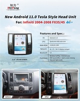 Écran Tesla Android 13.0 Autoradio Lecteur DVD Navigation GPS pour Infiniti FX35 FX45 FX25 2004 2005 2006 2008 4G 8/128