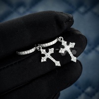 Boucles d'oreilles créoles GRA Hip Hop D Color VVS Bling Moissanite 32MM pour hommes avec argent sterling 925, testées au diamant