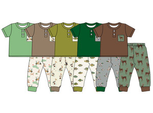 Conjunto de 2 piezas de ropa para niños pequeños: camiseta y pantalón jogger de algodón 95% y elastano 5% con diseño de patos mallard de golf, ropa para hermanos, estilo boutique personalizado. - Product Image 2