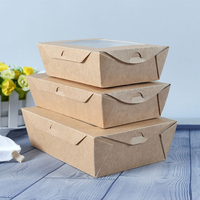 Vente en gros de salade de fruits à emporter déjeuner collation gâteau au chocolat déjeuner en papier kraft boîte d'emballage alimentaire jetable avec fenêtre