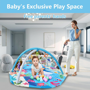 Alfombra de juegos para gimnasio para bebés 5 en 1, colchoneta para el tiempo de barriga y <span class=keywords><strong>actividades</strong></span>, <span class=keywords><strong>manta</strong></span> de Fitness para bebés con juguetes de peluche para el desarrollo de habilidades motoras - Product Image 6