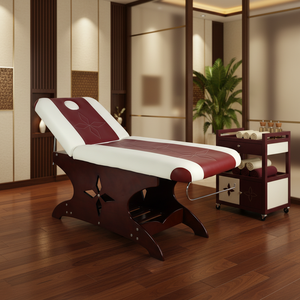 Camilla de tratamiento de fisioterapia para salón de belleza, Spa ajustable, mesa de tratamiento de fisioterapia de pestañas, cama de masaje tailandés de madera maciza - Product Image 1