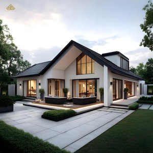บริการออกแบบและปรับปรุงบ้า<span class=keywords><strong>น</strong></span>วิลล่าหรูสไตล์โมเดิ<span class=keywords><strong>ร์</strong></span><span class=keywords><strong>น</strong></span>ชนบท แบบสอง<span class=keywords><strong>ชั้น</strong></span><span class=keywords><strong>ครึ่ง</strong></span> หลังคา<span class=keywords><strong>ทรง</strong></span>จั่ว พร้อมระเบียงเปิดโล่ง - Product Image 1