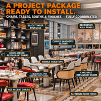 Ensemble de mobilier de restaurant contemporain J2S : banquette, tables en pierre, chaises rembourrées couleur olive, personnalisable pour hôtel