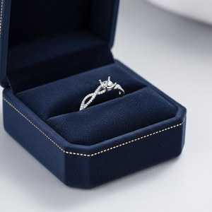 Bague de fiançailles semi-montée en or blanc massif 18 carats de qualité supérieure, design ajouré, avec diamants naturels véritables, sans pierre principale - Product Image 3