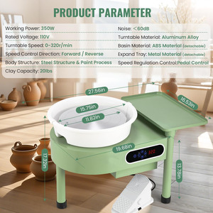 XinyiArt 350W 12 pouces Tourne-<span class=keywords><strong>poterie</strong></span> <span class=keywords><strong>électrique</strong></span> avec pédale, écran LCD et <span class=keywords><strong>plateau</strong></span> extensible amovible - Product Image 2