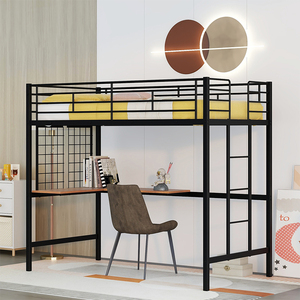 Cama Alta Ajustable para Adultos y Estudiantes con Escritorio, Litera Metálica para Dormitorio, Hotel, Apartamento o Villa, con Funciones de Almacenamiento Plegable - Product Image 2