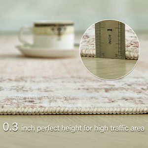 <span class=keywords><strong>Tapis</strong></span> Bohème Vintage <span class=keywords><strong>Rose</strong></span> Clair à Poils Courts Imprimé Floral pour Intérieur, Grande Taille 5x7, Antidérapant, Lavable en Machine, Idéal Salon - Offre Spéciale - Product Image 3
