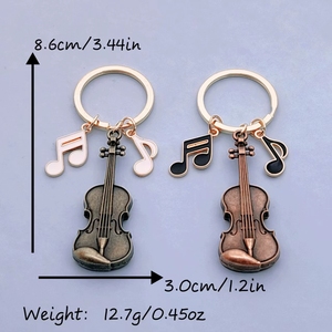 Llavero con nota musical de violín vintage, colgante para mochila, joyería de moda europea y americana, regalo creativo - Product Image 5