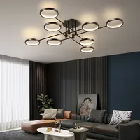 नई आधुनिक शैली के नेतृत्व में झूमर कमरे में रहने वाले भोजन कक्ष बेडरूम रसोई घर के लिए छत दीपक काले डिजाइन रिमोट कंट्रोल प्रकाश