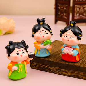 Yu Mo Craft – ensemble de figurines de dame de la dynastie Tang, jouet décoratif de style chinois, cadeau de bureau pour filles - Product Image 2