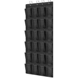 24 Grid Hanging Closet Organizer Non Woven Fabric Storage Bag For Bathroom Door Multipurpose Rectangle Hook Type Black Version - Product Image 5
