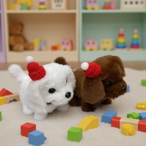 Adorable animal électronique en peluche avec chapeau de cirque, qui marche, aboie et fait bouger sa queue – Jouet interactif pour enfants - Product Image 2