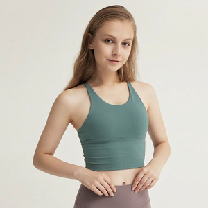Women Criss Cross Multi Strap Cutout <b>Back</b> Yoga Crop Tank <b>Top</b> Padded Slim Fit Sports Bra <b>Low</b> Support Pilates Workout Vest OEM ODM - Product Image 4