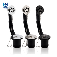Kit de vidange de baignoire avec bouchon et chaîne G 1 1/2 chromé, sans tuyau de trop-plein flexible ondulé, universel, installation facile