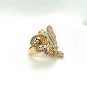 แหวนหมั้นดีไซน์ผีเสื้อสีทอง14kt มาใหม่พร้อมเพชรหลากสีสำหรับส่งออกจากอินเดียเครื่องประดับแฟชั่น - Product Image 5