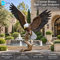 Sculpture d'aigle chauve majestueuse en bronze, moulée à la cire perdue, en laiton et cuivre, statue d'oiseau personnalisée pour hôtel, place publique, jardin, complexe hôtelier, cour.