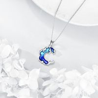 Collier pendentif vague en émail, en argent sterling 925, avec breloque vague océanique, bijoux océaniques en platine pour femme