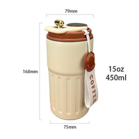 Gobelet isotherme en acier inoxydable à double paroi avec affichage LED de température, 15 oz, personnalisé, pour voiture, voyage, café, idéal comme cadeau