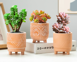 Tráng Men Đất Nung Planter Với Chân Giá Rẻ Trong Nhà Và Ngoài Trời Nhà Vườn Nồi <span class=keywords><strong>Mini</strong></span> Đất Nung Chậu Để Bán - Product Image 2