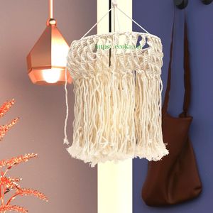 Lustre Bohème Macramé à Pompons en Corde de Coton Fait Main pour Salon, Chambre et Salle à Manger - Offre Spéciale - Product Image 1