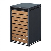 Poubelle extérieure en bois grainé sur mesure, armoire à poubelle verrouillable, abri à poubelle galvanisé à roulettes, boîte de rangement pour poubelle