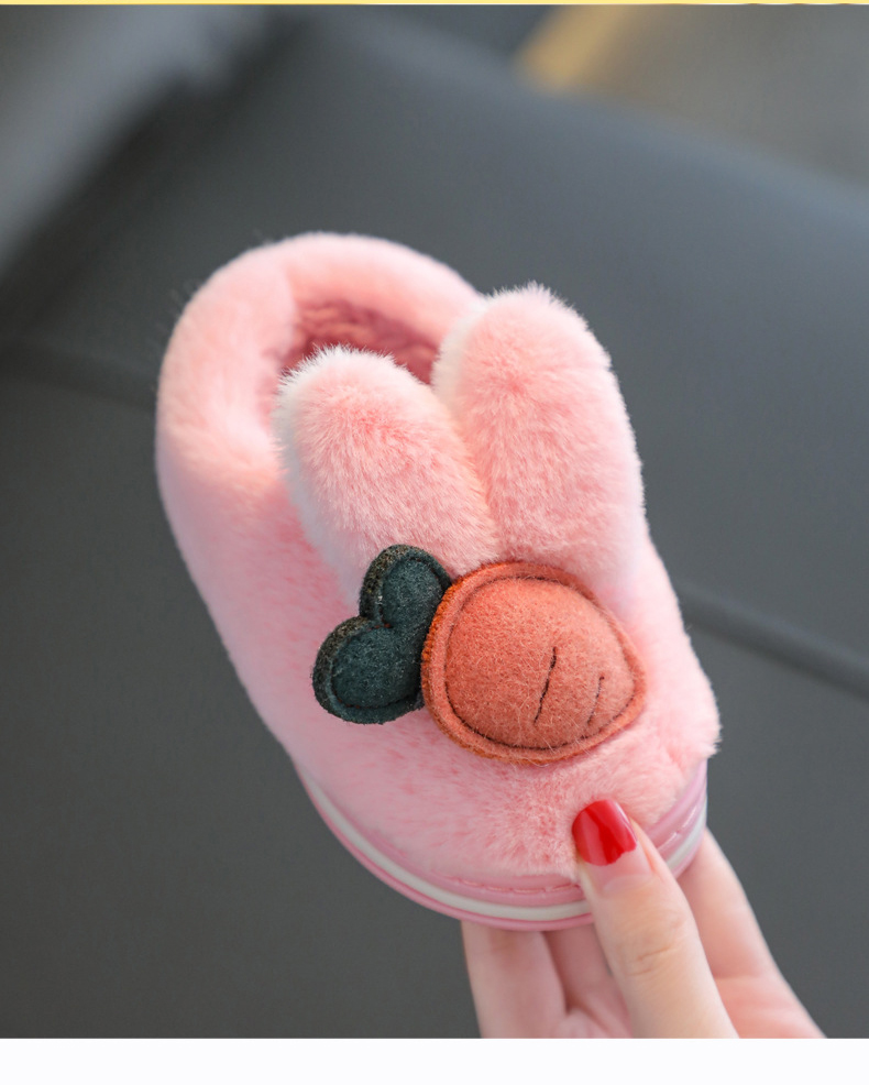 Children's Cotton Slipper Girl Winter Indoor Cute Cartoon Anti-slip Kids House Slippers