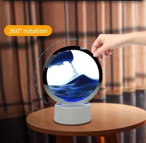 RGB colore riciclato sabbia timer ore di vetro decorazione artigianato sabbie mobili sabbia arte immagine rotonda 3d clessidra led lampada - Product Image 2