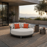 Lit de repos rond de luxe pour extérieur, structure en aluminium, coussin à séchage rapide, lit de jardin, lit de détente pour villa, mobilier d'extérieur pour hôtel et patio