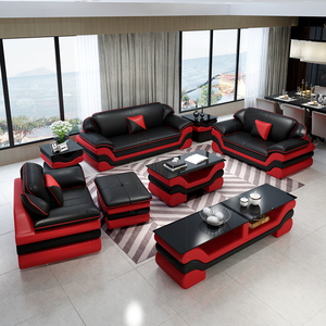 Set Divano in Stile Italiano 1+2+3 per Soggiorno, Set Divano in Pelle con Tavolino Centrale, Design a L - Product Image 4