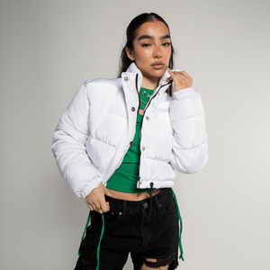 Mode chaud brillant col haut culture bouffant rembourré veste courte femmes en plein air hiver manteau bouffant manteau - Product Image 1