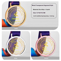 Médaille de cristal de luxe personnalisée pour les compétitions sportives Sports scolaires Médailles de bronze en or et argent Impression gratuite Thème sculpté