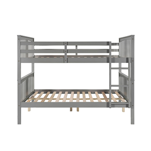 Full Over Full <b>Bunk</b> <b>Bed</b> With Ladder Gray Bedroom Guest Room Furniture - Product Image 6