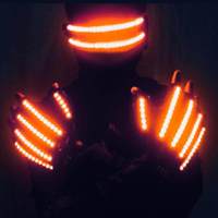 Gants lumineux LED DAMAI, gants lumineux pour rave, mitaines lumineuses clignotantes, tissu lumineux noir, fête, Halloween