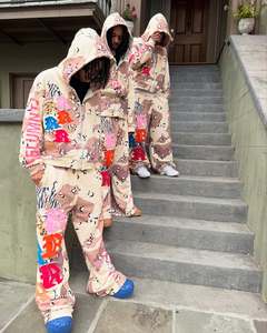 Tute con Logo ricamato in ciniglia per uomo in cotone 100% pantaloni e felpa con cappuccio - Product Image 2