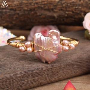 Braccialetto aperto fatto a mano per le donne alla moda perle bianche perline su filo di rame per adolescenti regalo gioielli Dropship - Product Image 6