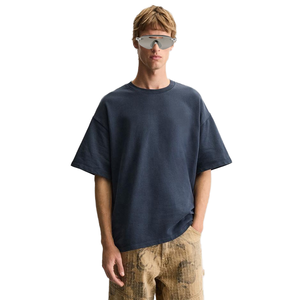 <b>Men's</b> Oversized Solid <b>Navy</b> <b>Blue</b> 100% Cotton <b>T</b>-<b>Shirt</b> O-Neck Short Sleeve Casual Jersey Fit For Sale New Quality <b>Shirt</b> <b>T</b>-<b>shirt</b> - Product Image 1