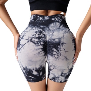 Pantalones de Fitness sin costuras Tie-dye Pantalones cortos ajustados deportivos de cintura alta para mujer Pantalones cortos de Yoga para correr Sexy Peach Gym - Product Image 2