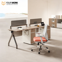 Poste de travail de bureau modulaire, durable et extensible pour 2 personnes, design moderne, panneau en bois, garantie 5 ans, design personnalisé