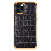 Casing Pelapis Logam dengan Alur 1.0Mm, Casing Kulit Mewah Kustom untuk iPhone 11 Pro Max