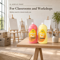 Peinture acrylique en bouteille de 2 L pour cours d'art, ateliers, étudiants, artistes, peinture sur toile, pratique et projets d'artisanat