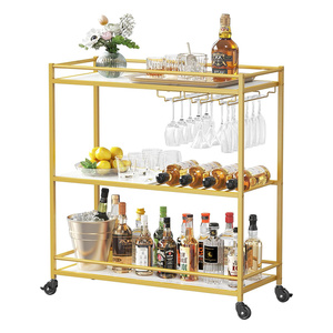 होटल और रसोई सेवाओं के लिए आधुनिक 3-स्तरीय हटाने योग्य बार गाड़ी धातु शराब और पेय ट्रॉली - Product Image 5